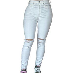 H&M SKINNY RIPPED WHITE JEANS